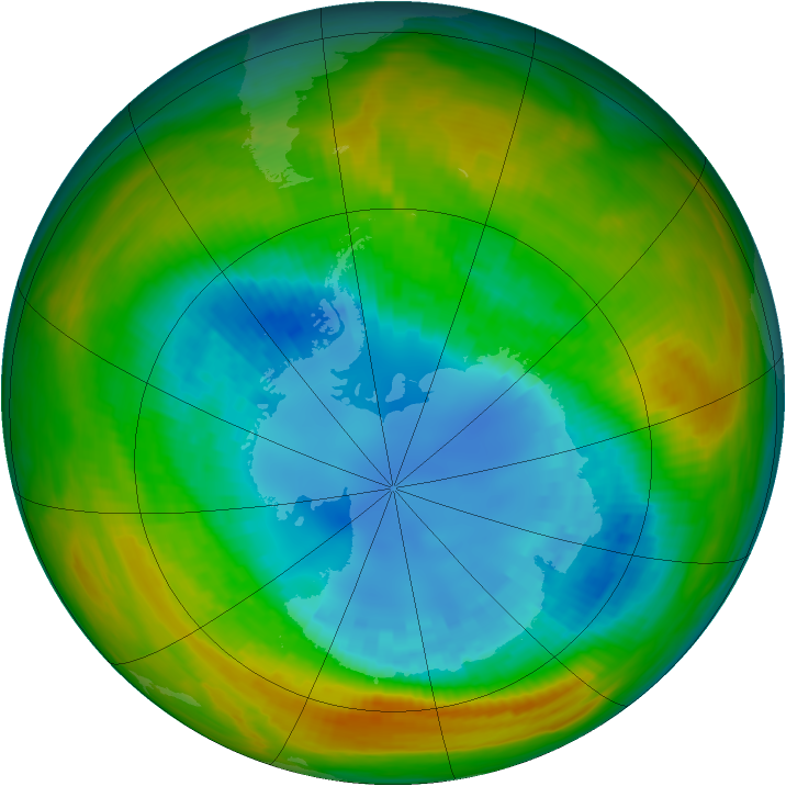 Antarctic ozone map for 26 August 1986